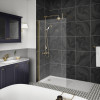 Hudson Reed Brushed Brass 900mm x 1950mm Wetroom Screen (Shower Shield) & Support Bar