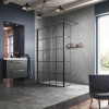 Hudson Reed Matt Black Framed 300mm x 1950mm Wetroom Swing Screen