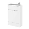 Hudson Reed Fusion White Gloss 600mm Vanity Unit & Basin (255mm Deep)