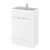 Hudson Reed Fusion White Gloss 600mm Vanity Unit & Basin (355mm Deep)