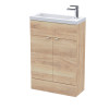 Hudson Reed Fusion Bleached Oak 600mm Vanity Unit & Basin (255mm Deep)