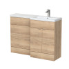 Hudson Reed Fusion Bleached Oak L-Shape 1200mm Combination Unit - Right Hand
