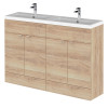 Hudson Reed Fusion Bleached Oak 1200mm Vanity Unit & Double Basin (355mm Deep)