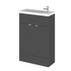 Hudson Reed Fusion Grey Gloss 600mm Vanity Unit & Basin (255mm Deep)