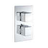Cube Square Twin Two Outlet Thermostatic Concealed Shower Valve - Chrome