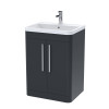 Parade 600mm Soft Black Floor Standing 2 Door Cabinet & Polymarble Basin