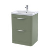 Parade 600mm Satin Green Floor Standing Cabinet & Basin