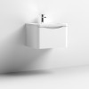 Nuie Lunar Satin White 600mm Wall Hung 1 Drawer Vanity Unit & Polymarble Basin
