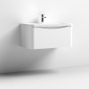 Nuie Lunar Satin White 800mm Wall Hung 1 Drawer Vanity Unit & Polymarble Basin