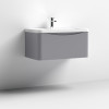 Nuie Lunar Satin Grey 800mm Wall Hung 1 Drawer Vanity Unit & Polymarble Basin