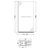 Nuie Square Hinged Chrome Plain Bath Screen & Towel Rail 6mm