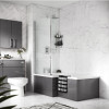 Grey Gloss 1700mm Square Shower Bath Front Panel