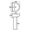 Melbourne 550mm Basin & Full Pedestal - 1 Tap Hole