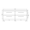 Hudson Reed Quartet Grey Gloss 1440mm Wall Hung Double Cabinet & Basin