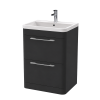 Roma 600mm Anthracite Gloss Floor Standing Cabinet & Polymarble Basin (Chrome Handles)