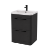 Roma 600mm Anthracite Gloss Floor Standing Cabinet & Polymarble Basin (Matt Black Handles)
