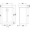 Cloakroom 450mm White Gloss Floor Standing Cabinet & Basin - 1 Tap Hole