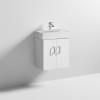 Cloakroom 450mm White Gloss Wall Hung Cabinet & Basin - 1 Tap Hole