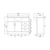 Mayford 1050mm Floor Standing Cabinet & Basin - 1 Tap Hole