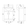 Ice 550mm Floor Standing Cabinet & Basin - 2 Tap Hole