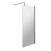 Hudson Reed Satin Black 700mm x 1950mm Wetroom Screen (Shower Shield) & Support Bar
