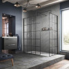 Hudson Reed Matt Black Framed 700mm x 1950mm Wetroom Screen & Support Bar