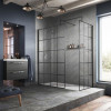 Hudson Reed Matt Black Framed 1200mm x 1950mm Wetroom Screen & Support Bar