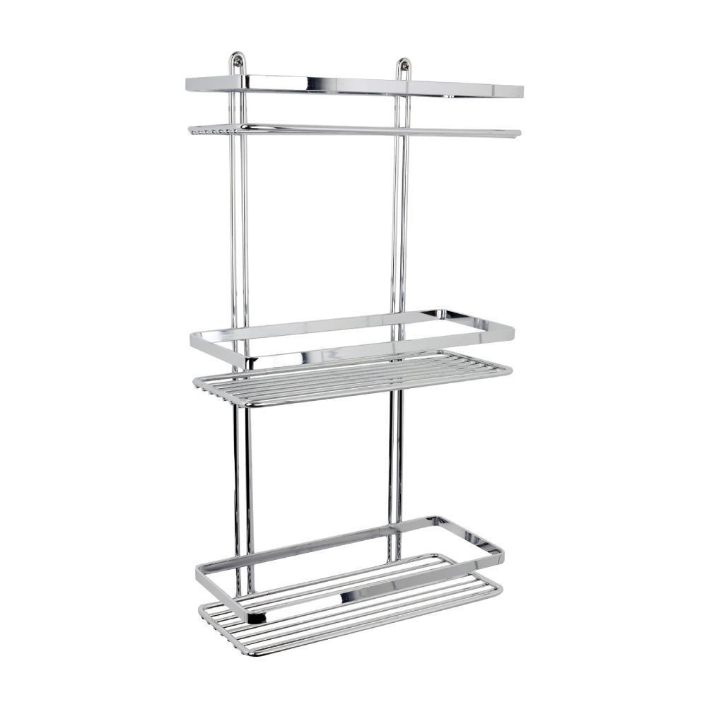 Satina Chrome Triple Rectangular Caddy