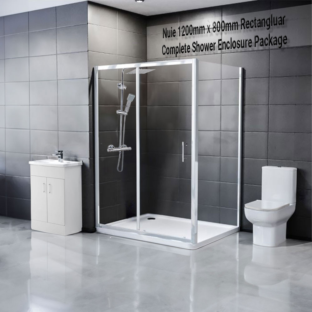 Nuie 1200mm x 800mm Rectangluar Complete Shower Enclosure Package ...
