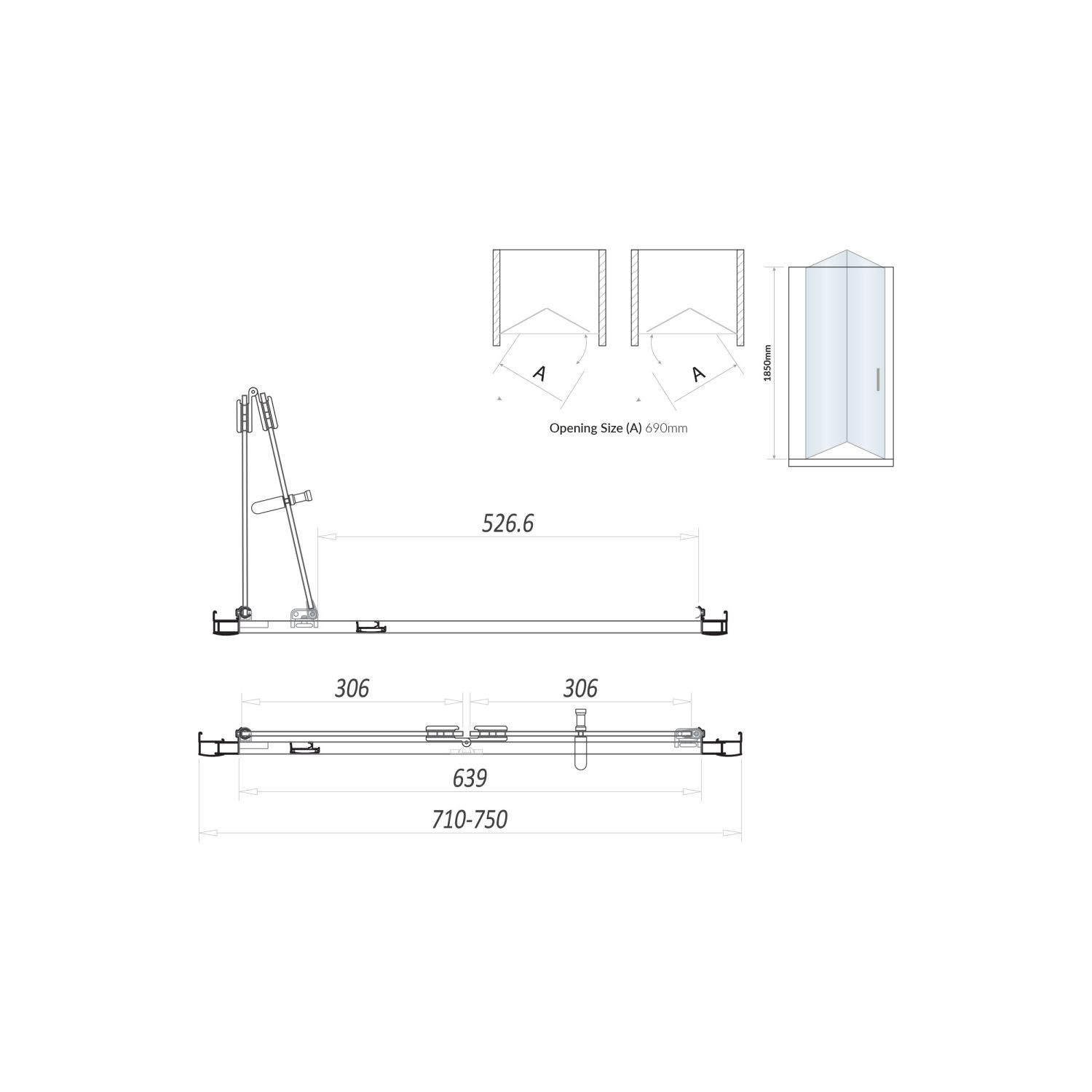 Package Side Panel Sample Ice 760mm Bi-Fold Door & 760mm Side Panel Enclosure Package With Tray ...