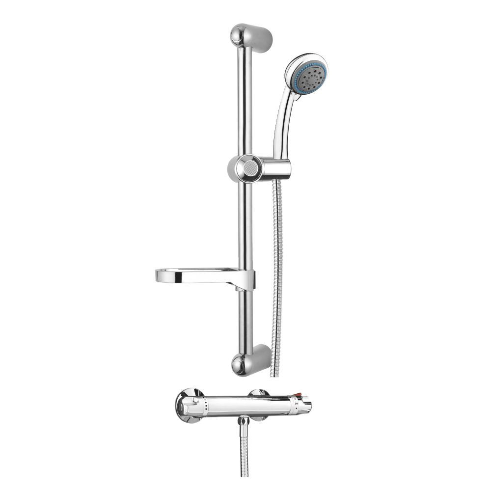 Dallas Chrome Thermostatic Bar Shower Valve & Slider Rail Kit.